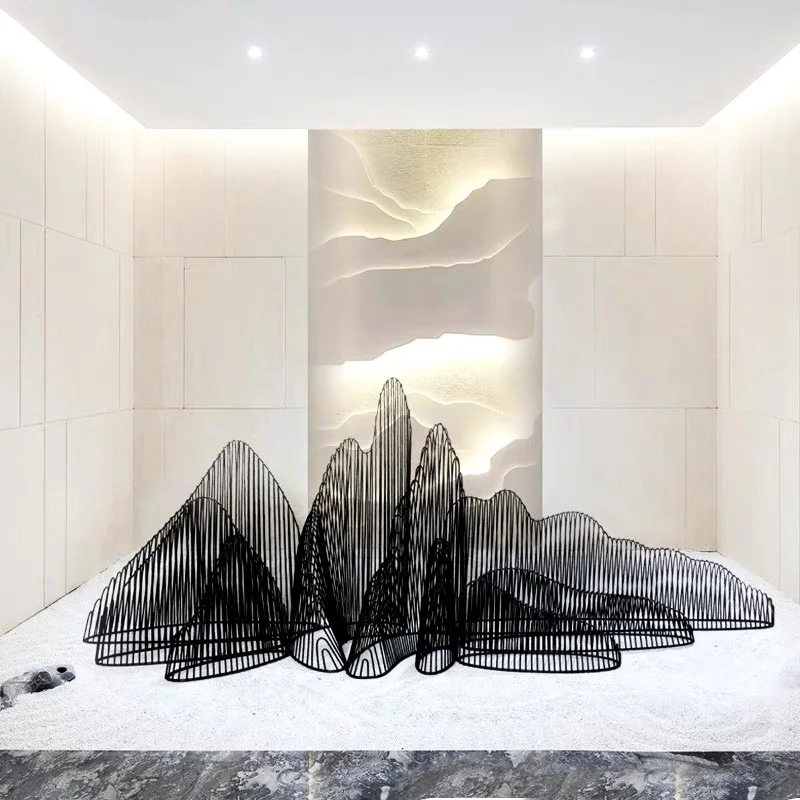 

Custom Iron Art Rockery Ornament Hotel Sales Office Outdoor Garden Stainless Steel Decoration Floor Landscaping Displa