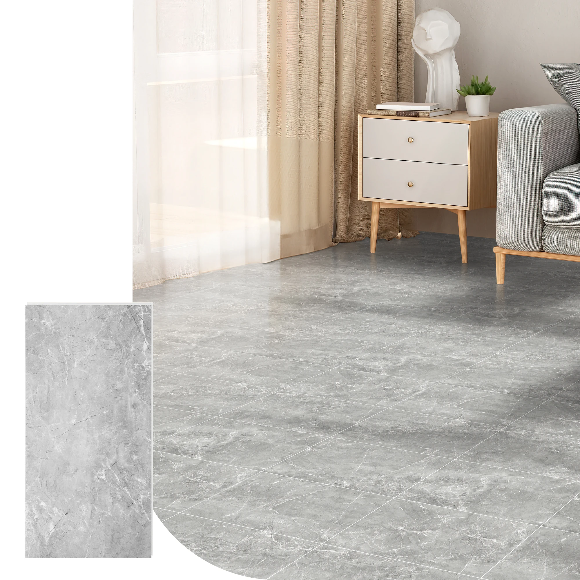 Art3d 12Pack 24''x12'' Click-lock Vinyl Plank Flooring marble grain texture Look,covers 24 Sq.ft
