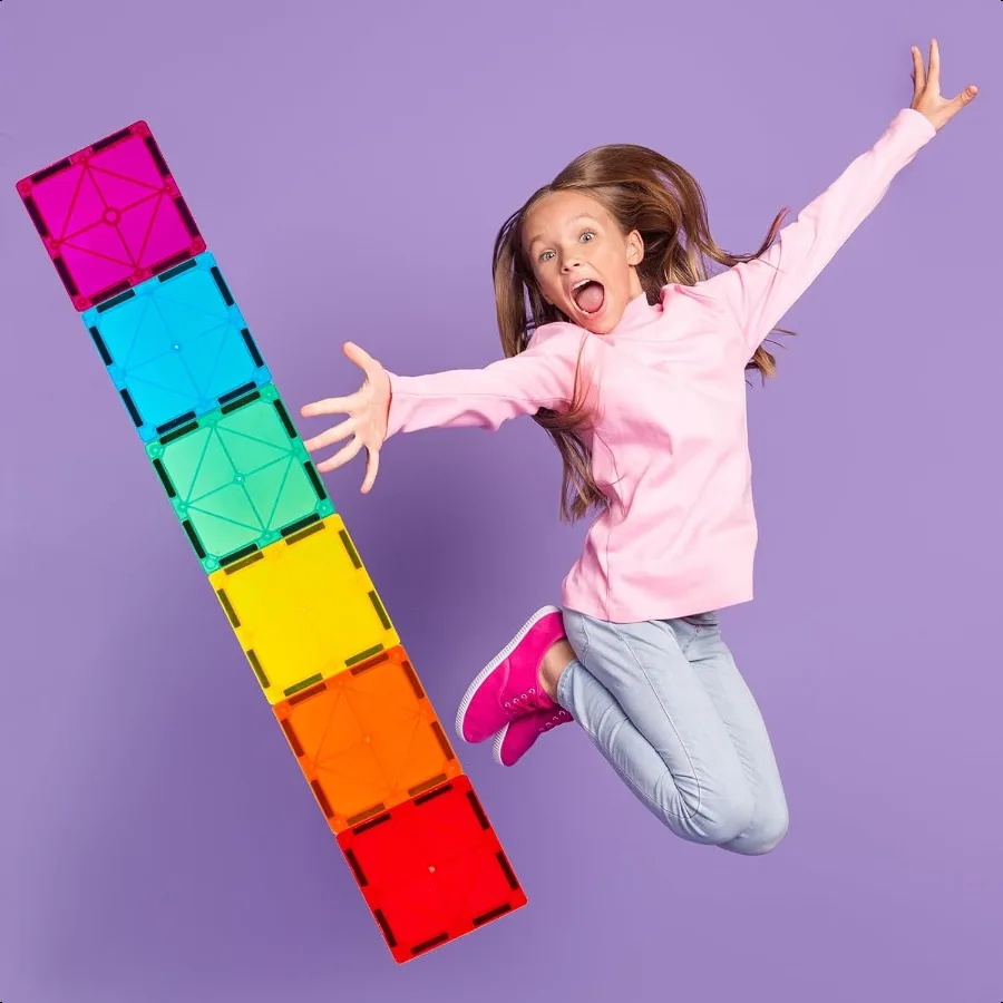 Gemmicc-azulejos magnéticos de lujo, 136 Uds., bloques de construcción, juguetes magnéticos para rompecabezas magnéticos 3D, bloques apilables para niños y niñas, juego enorme