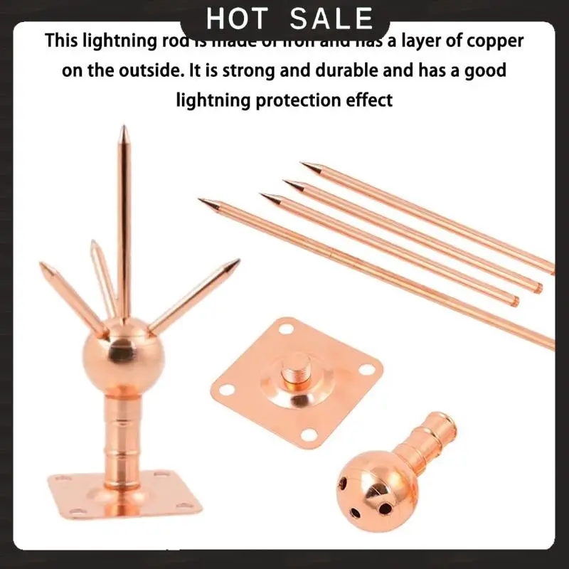 24-Hour Delivery Lightning Protection For House Roof, Home Lightning Rod, Three-Pole Spike Detachable Protection Equipment Kit