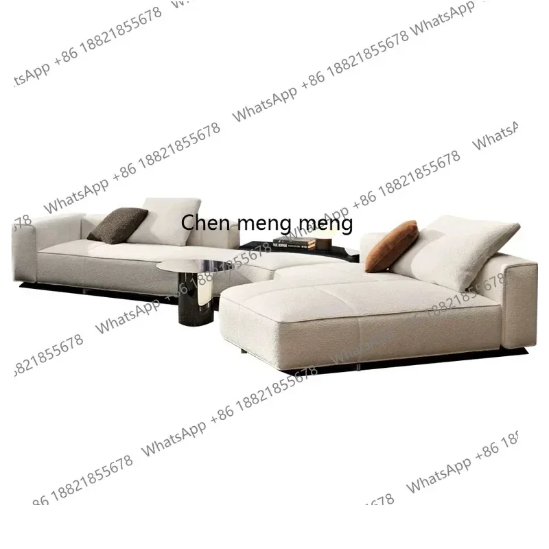 M78 Italian simple light luxury living room fabric leather sofa combination villa B & B hotel rest area curved sofa
