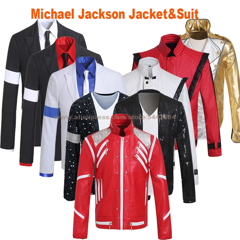 MJ Michael Jackson Jacket Suit Coat Beat IT Thriller Dangerous Billie Jean Smooth Criminal BAD Outerwear Cosplay Costume Prop