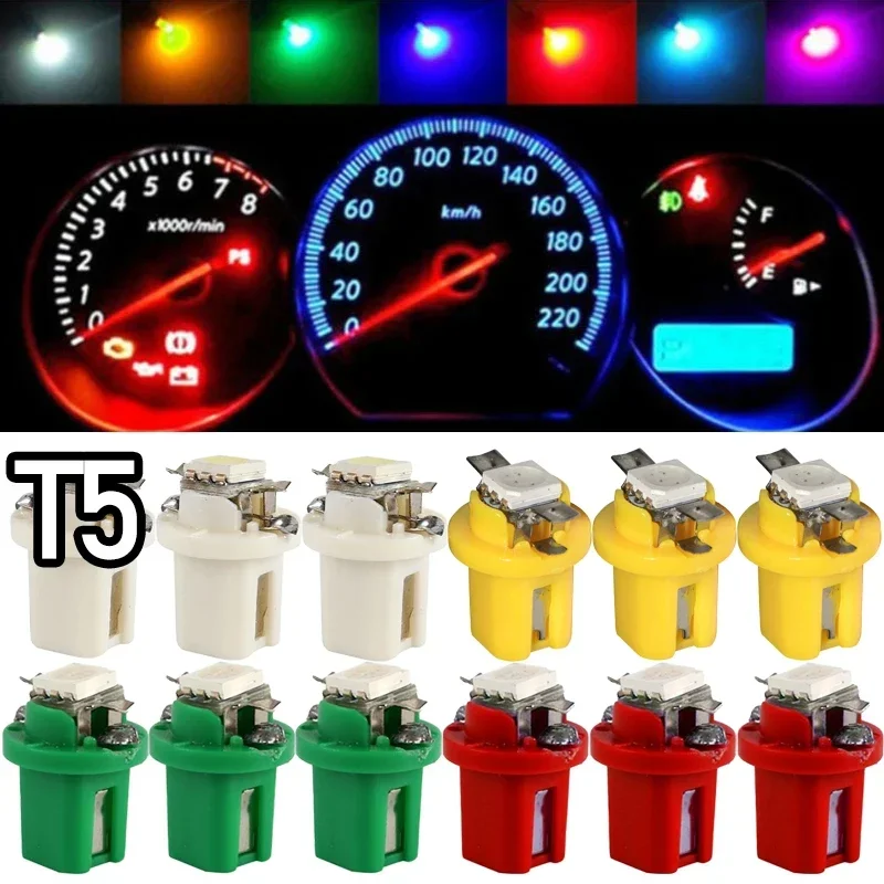 T5 LED Car Bulbs B8.5d Auto Car Dashboard Speed Lights Bulb Car Interior Lamp Accessories Dashboard Side Switch Lamps 12V