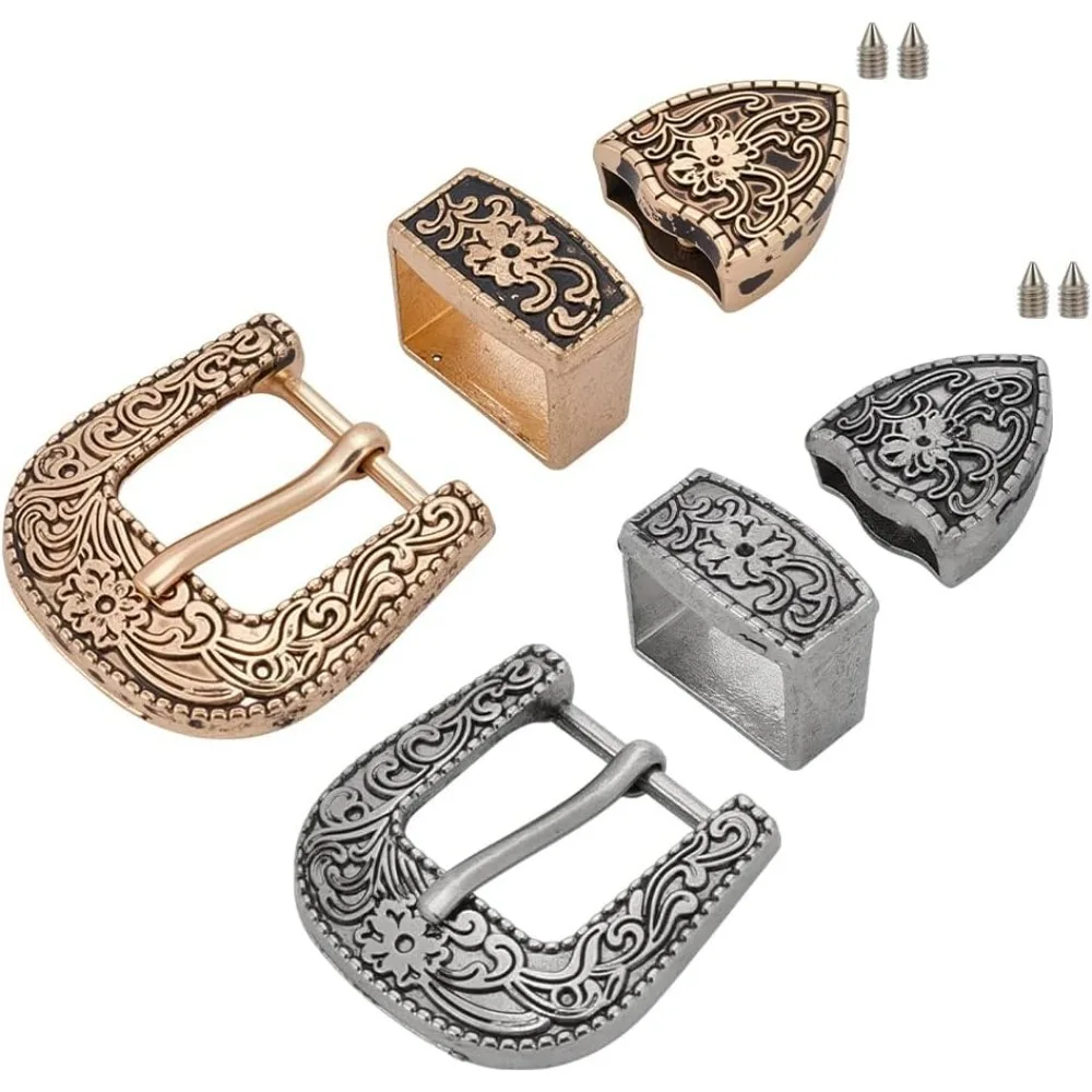 

Western Cowboy Buckle Smooth & Floral Belt Replacement Buckles Alloy Belt Fastener for Men Women