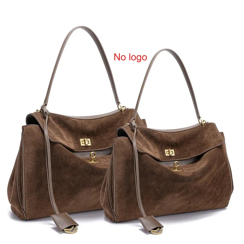 

Y2k Autumn Winter Women's Suede genuine leather Bag Shoulder Handbag Large Capacity Single Tote Bag Handbag Luxury Designer Bag