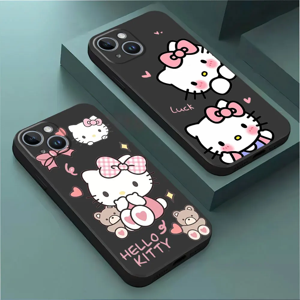 Suromi Hello-kittys Case for Google Pixel 6a 7 Pro 8 Pro 7a 6 Pro Black Soft Cover Matte Back