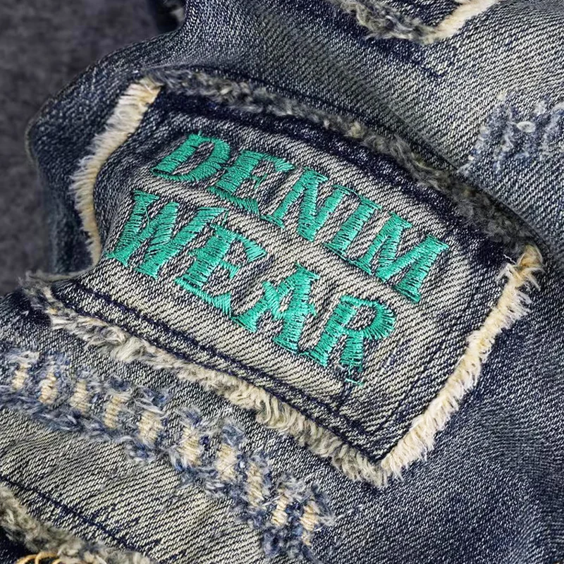 

Мужские джинсы Street Designer Fashion: ретро-стиль, синие, стрейч, зауженный крой, с вышивкой и нашивками, рваные, в стиле хип-хоп, винтажные джинсовые брюки