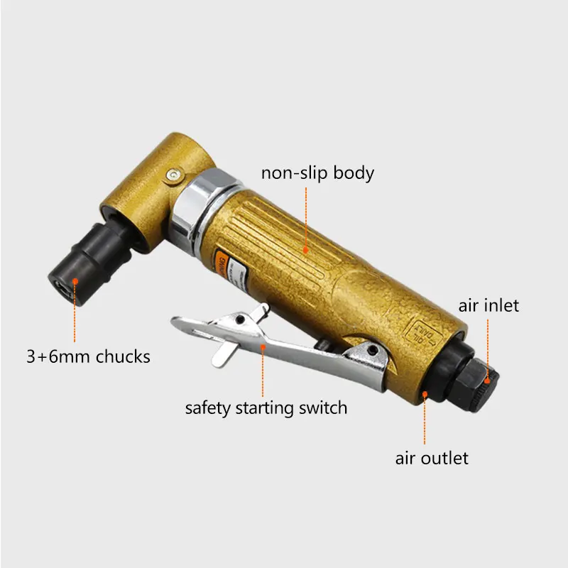 Kopo Air Matrijs Grinder 3 Mm 6 Mm Elleboog Pneumatische Grinder Molen Graveren Gereedschap Slijpen Polijstmachine Snijmachine