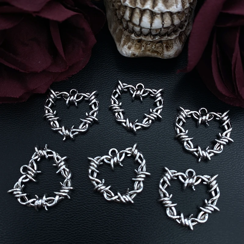 Thorns Heart Charms for Jewelry Making