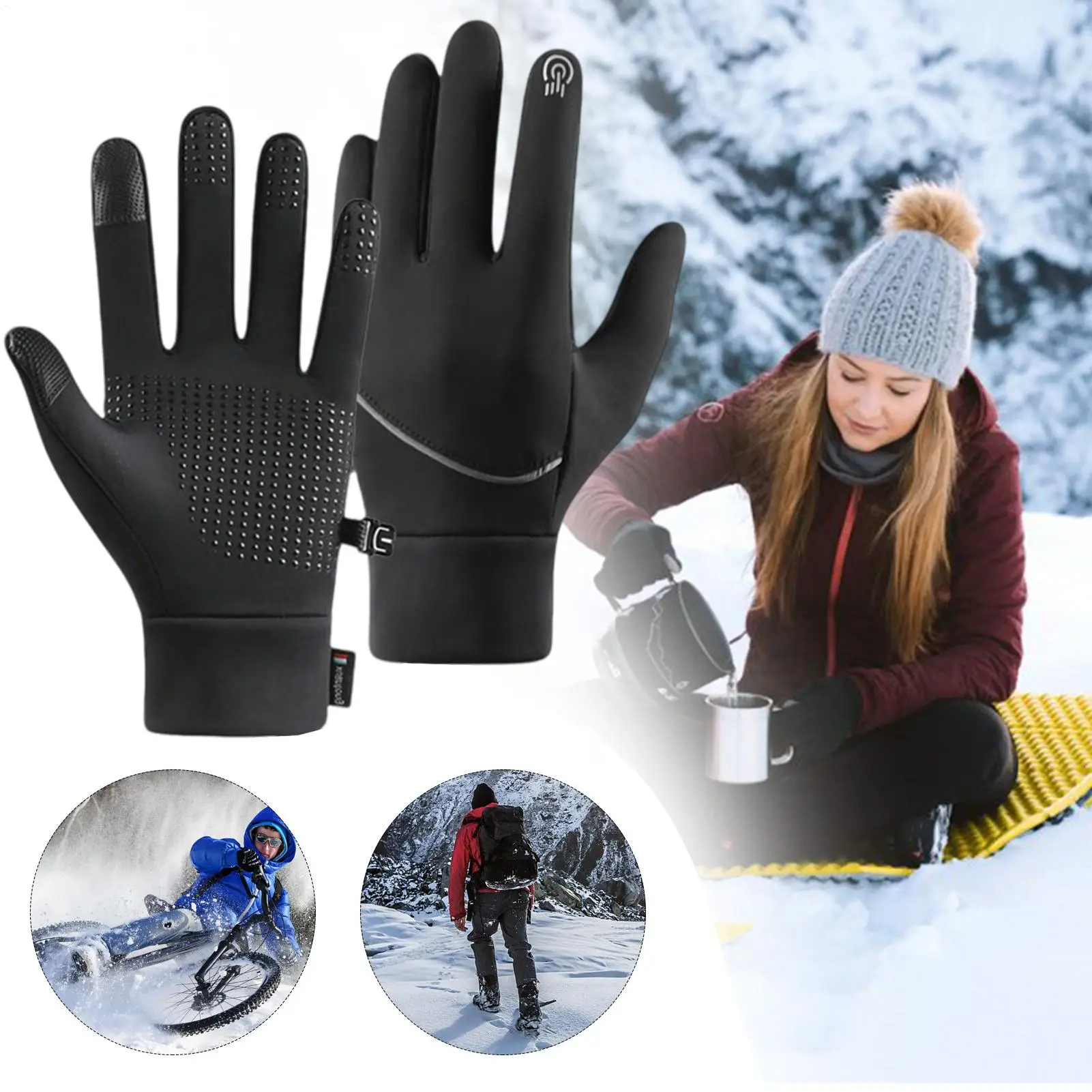 USB Heating Gloves Winter Thermal Mittens Touchscreen Windproof Waterproof Thermal Gloves Motor Bike Covers for Women Men