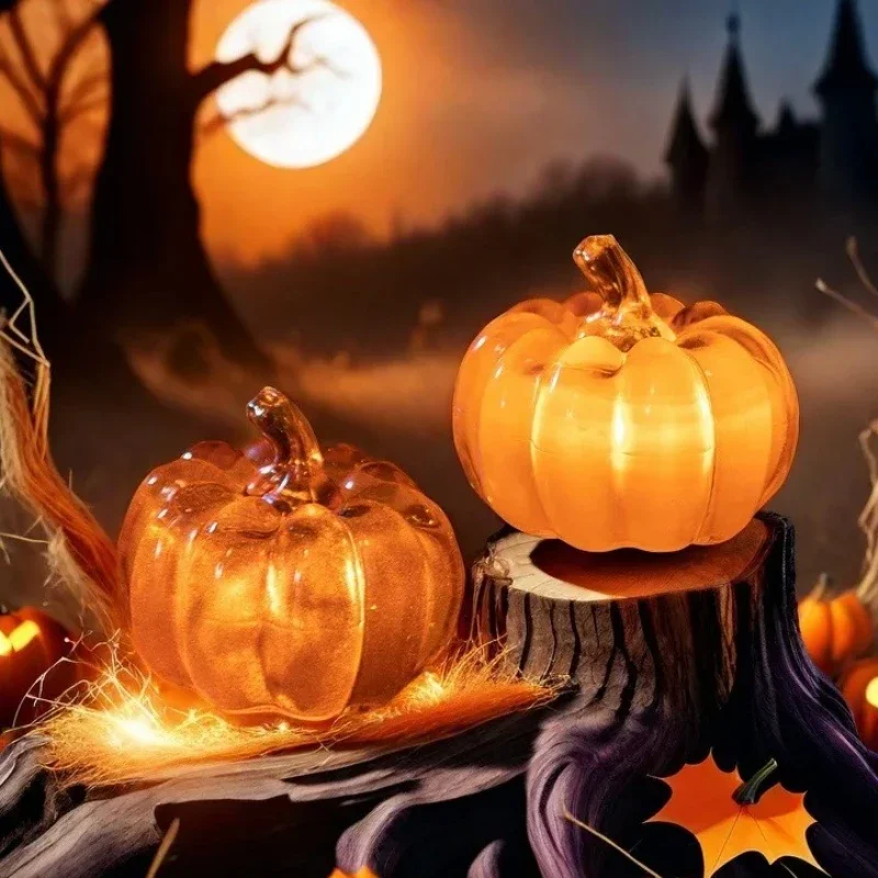 1-4PCS Halloween LED Pumpkin Lantern Plastic Glowing Decoration Battery Operated Warm Light for Table Desk Shelf Party Decor