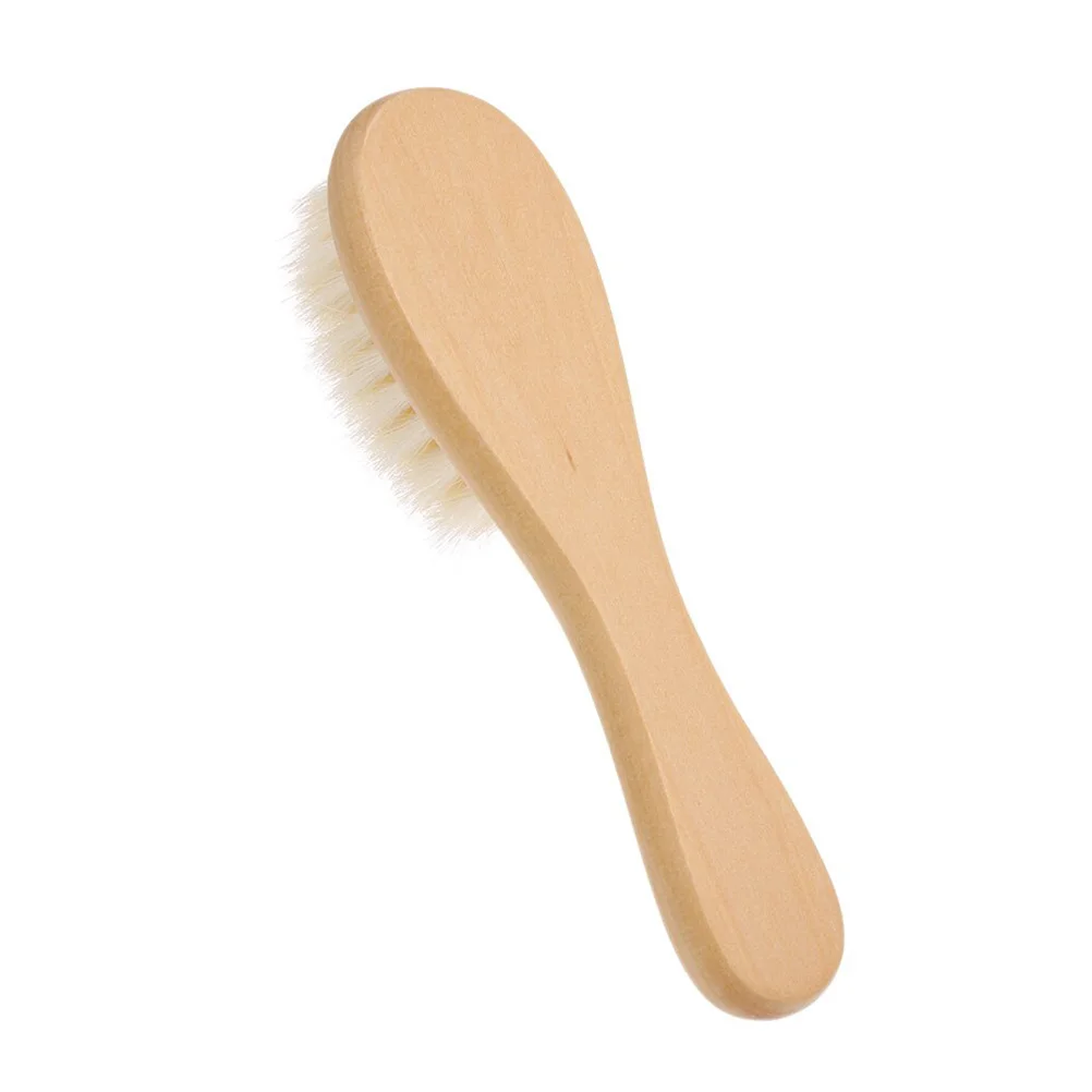 

2Pcs Wool Brush Comb Set for Baby Bathing Newborn Toddler Hair Wooden Grooming Tool Natural Goat Hair No Irritation Scalp