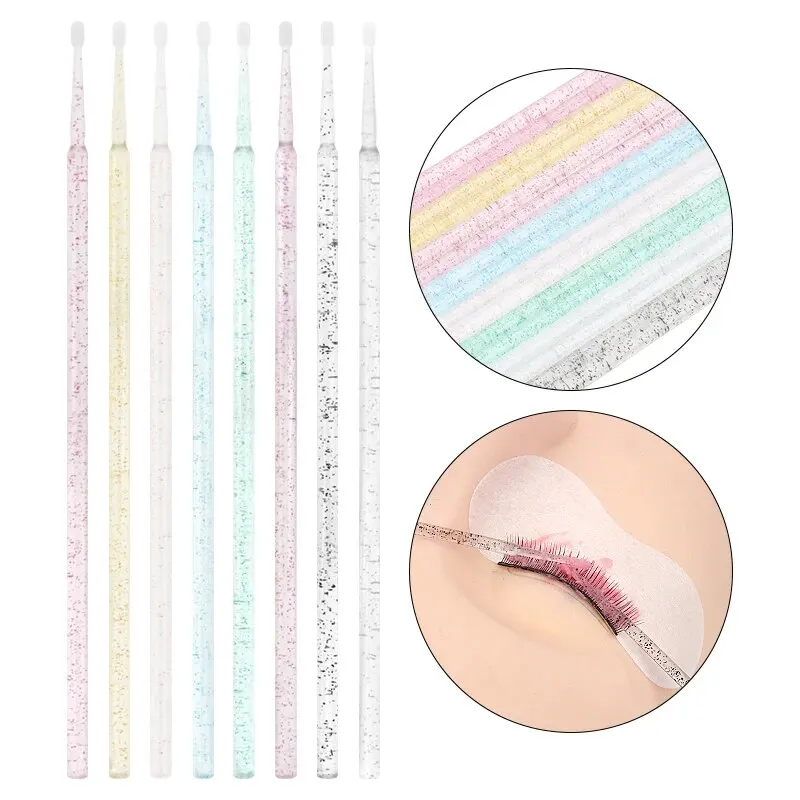 100 Pcs Disposable Crystal Micro Brushes Makeup Swab Eyelash Extension Microbrush Tools Individual Lashes Removing Tools