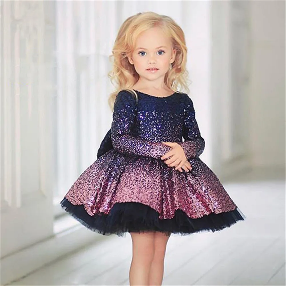 Infant Dress Baby Christmas Newborn Sequin Bowknot Red Black Party Princess Dresses For Baby Girl 1-14st Year Birthday Dr