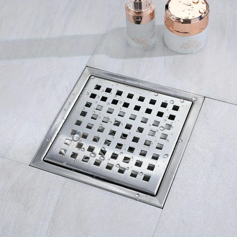 

4-дюймовый квадратный сливной комплект для душа — матовый никель из нержавеющей стали с фланцем и съемной крышкой сетки | Слив для пола в ванной комнате с защитой от засоров