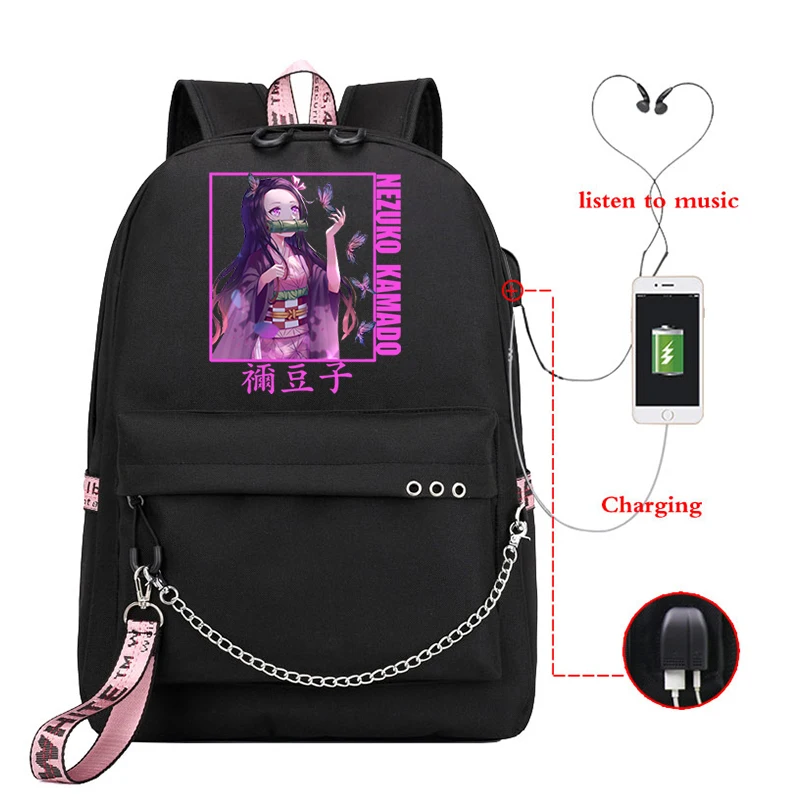 

Demon Slayer School Bag for Student Fun Manga Design Backpacks School Bags Hiking Bags Female Demon Sister Bags Trekking Travel