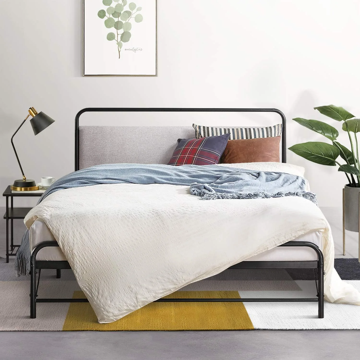 Wrought iron bed reinforced and thickened double master bedroom princess children's bed