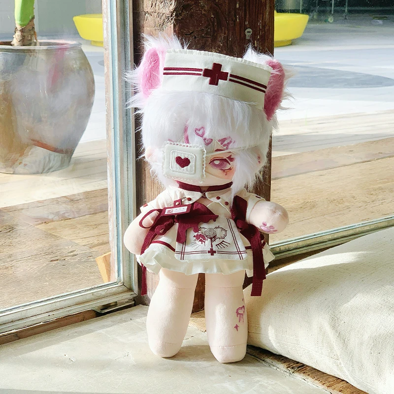 Ropa para muñecas de 20cm, conjunto de uniforme de enfermera bonito, sombrero, máscara de ojos de amor, vestido, falda, ropa, trajes, muñecos de peluche, juguete de Anime, regalo para niños