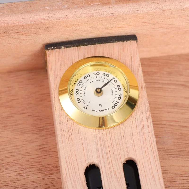 Cigar Humidor Box  Mini Portable Glass Top Handcrafted Cedar Wooden Cigar Cigarette Case with Hygrometer and Humidifier view 3