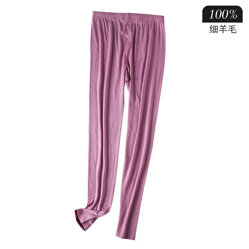 Autumn and Winter 100% Ultrafine Wool Bottom Autumn Pants Women's High Waist Thin Warm Pants