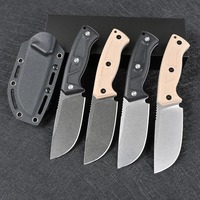 High End 14C28N Steel Tactical Knife, G10 Outdoor Survival Hunting Straight Knife, Multifunctional EDC Camping Knife with Kydex
