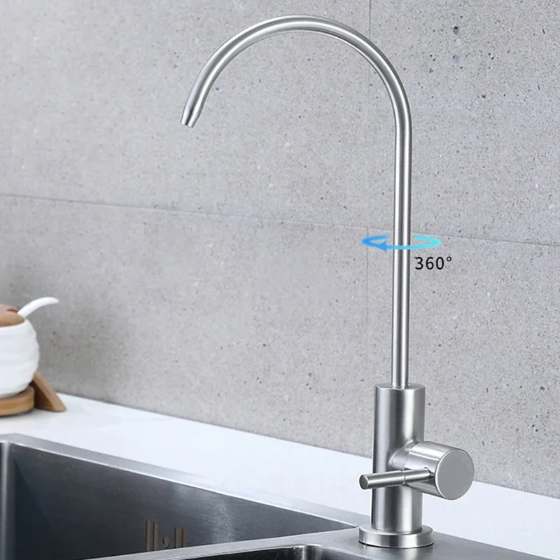 Drinking Faucet Kitchen Filter Faucets 304 Stainless Steel Brushed Single Cold Water Purifier Kitchen Tap