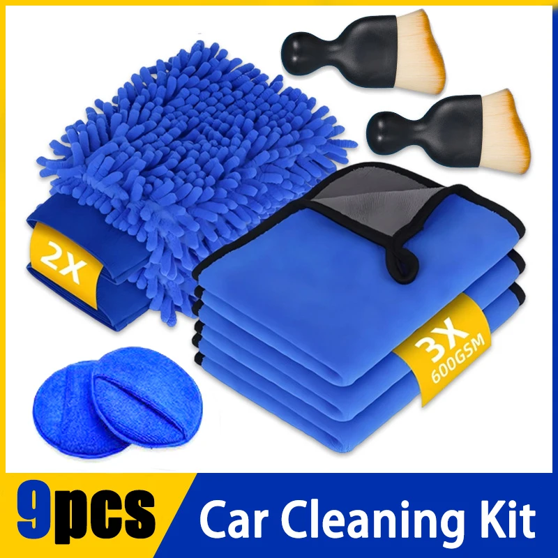 9pcs Car Detailing Brush Set The Ultimate Auto Cleaning Kit for Vents Gaps Maintenance Car Air Outlet Detail Clearance Brush