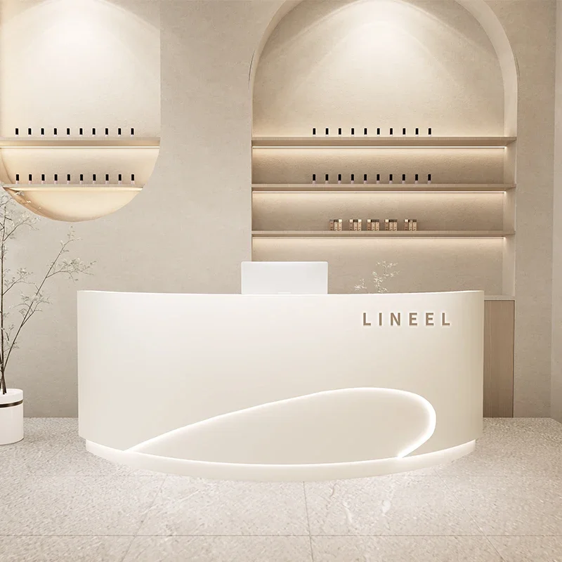 

Nordic Cream Style Reception Desks France Fashion Design Beauty Salon Counter Corporation Office Furniture Receptionsdisk FYRD