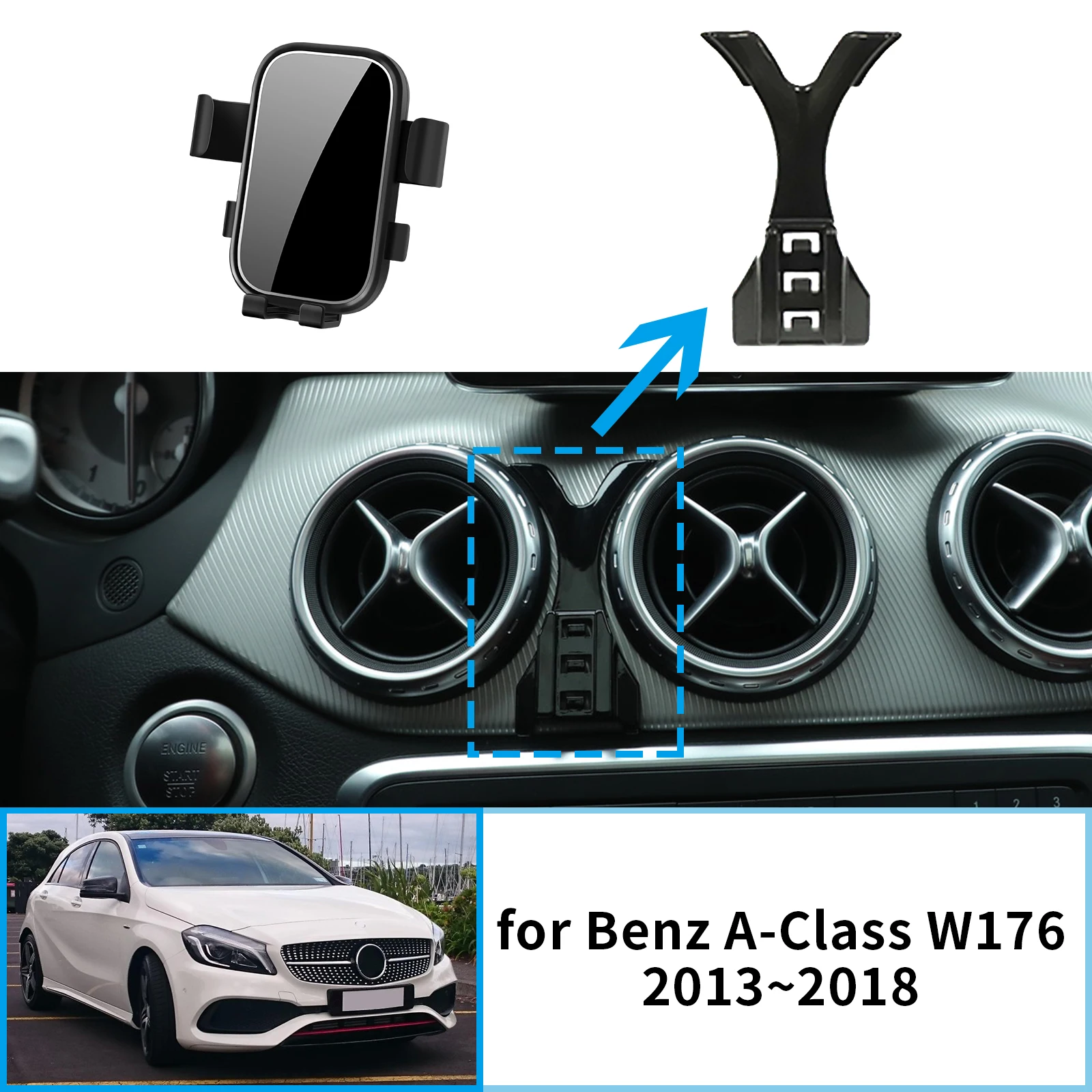 

for Mercedes-Benz A-Class 2013~2018 A45 AMG W176 GPS Bracket Navigation Stand Auto Accessories