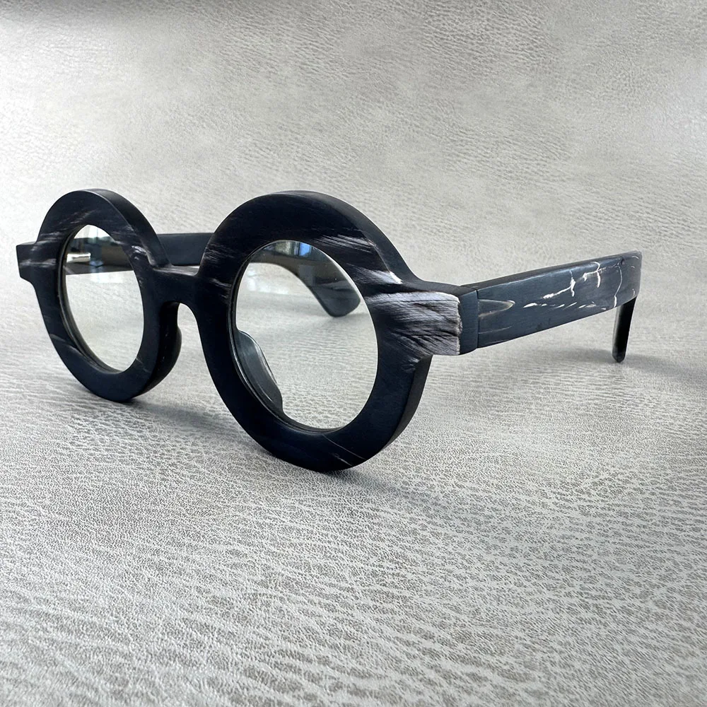 Man Glasses Frames Big Round Stripes Matte Eyeglasses Vintage Unique Handmade Buffalo Horn Reading Prescription Eyeglass Frames