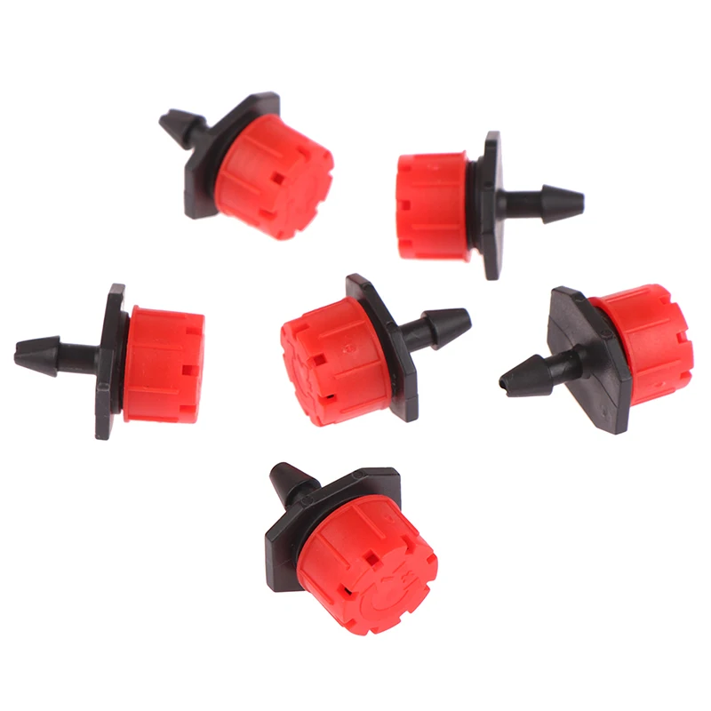 

50PCS 1/4'' Barb Red Adjustable Nozzles Garden Watering Irrigation Sprinkler Emitter Micro Drip Balcony Yard Greenhouse Spray