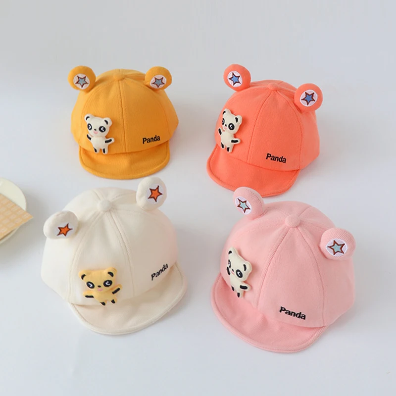 

Baby Baseball Cap Cute Cartoon Panda Ear Children Outdoor Sun Visors Cotton Toddler Kids Peaked Hat Sunscreen Bonnet