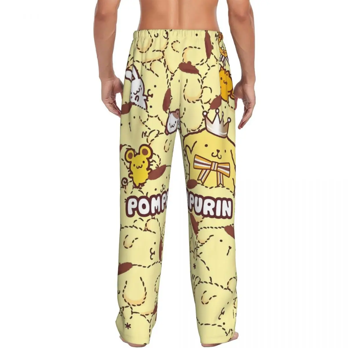 Calças de pijama masculinas personalizadas Pompompurin estampadas calças de dormir de cachorro fofo com bolsos
