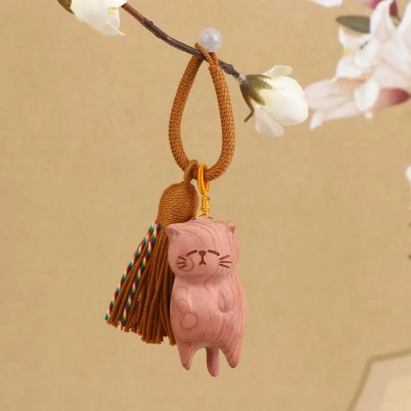 

Ручная работа Кипарис, милое благословение, ловля кота, кулон, животное, искусство для сумок, ключи от машины, очаровательные аксессуары, украшение