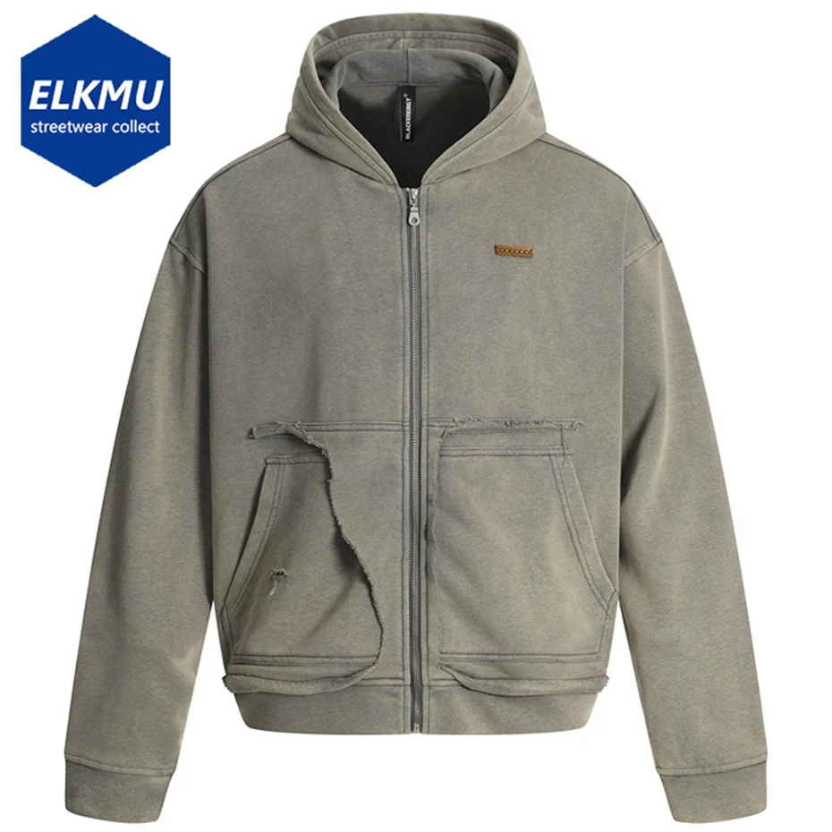 

Vintage Hoodies Men Broken Patchwork Hoodie Jackets Loose Hooded Sweatshirts Streetwear Harajuku Hip Hop Hoodies