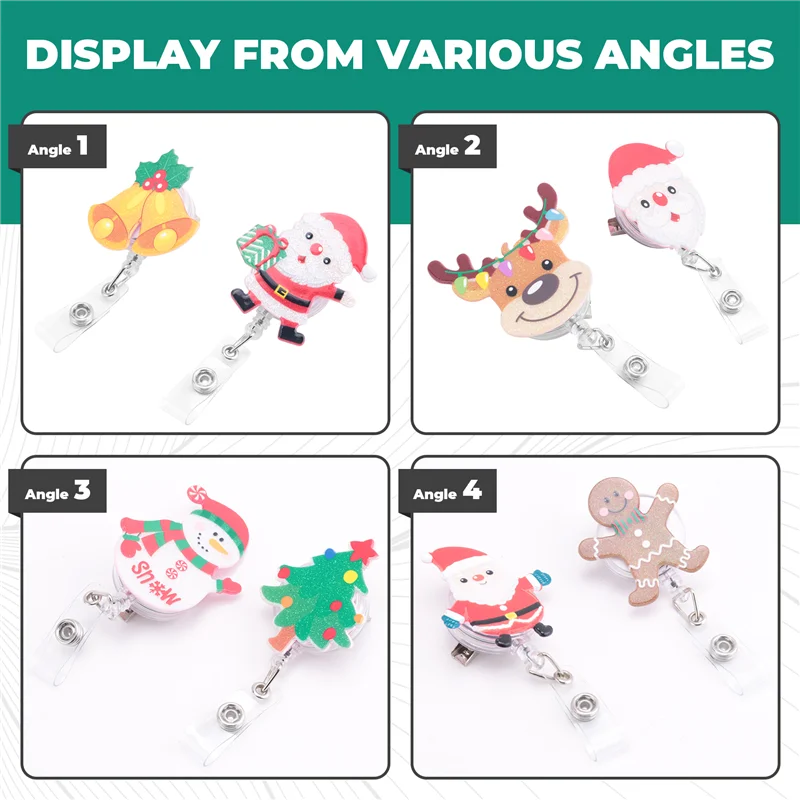

Christmas Badge Reel Retractable Nurse Badge Clips Holiday Cute Badge Name ID Reel, Nurse Teacher Christmas Decoration Durable