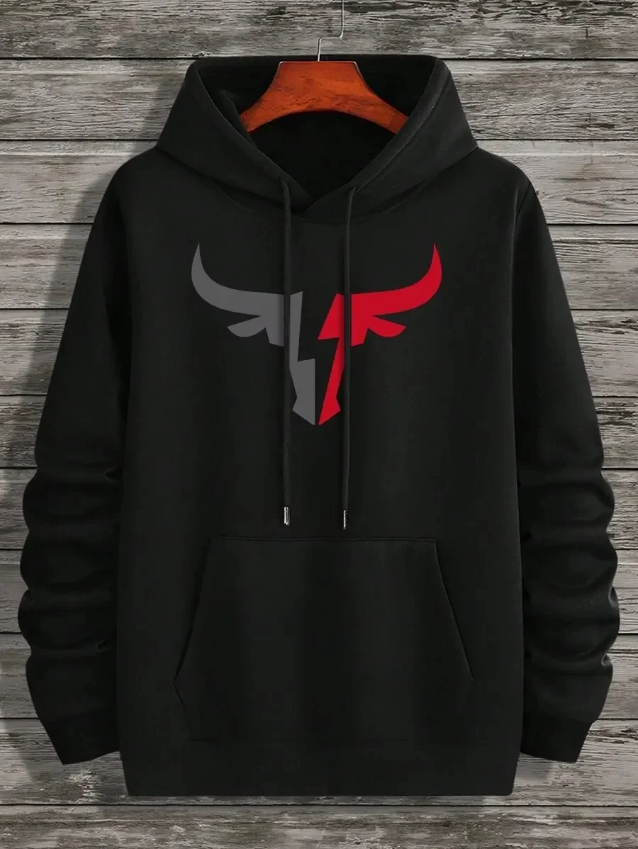 

Fashionable Pure Cotton Hoodie Featuring Unique Horn - Lightning Design Perfect for Those Who Love Distinctive Graphics