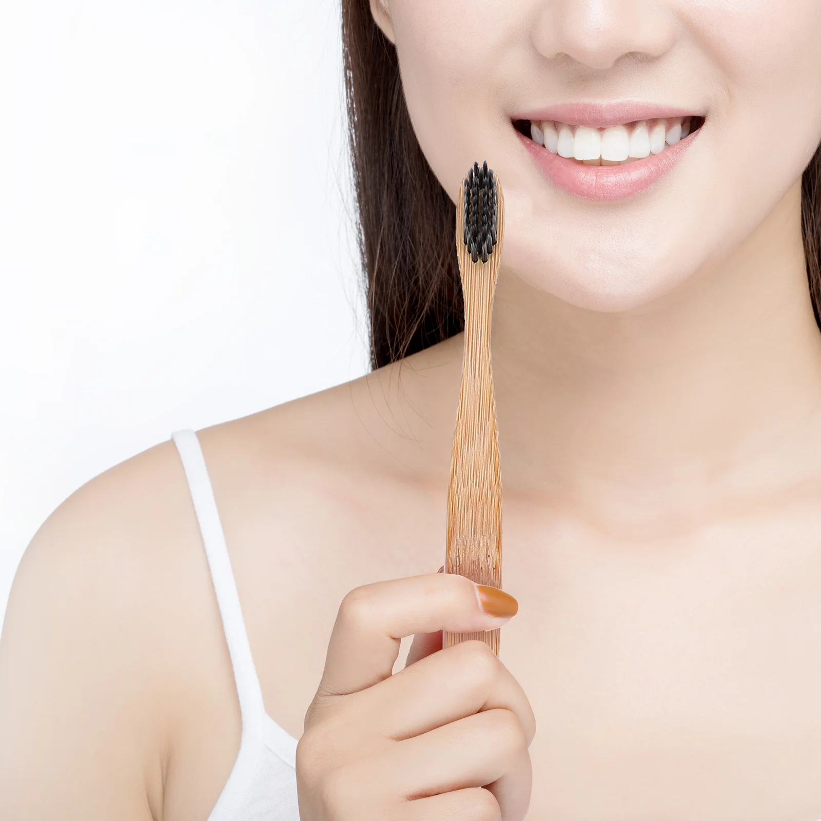 

10pcs Bamboo Toothbrush Round Tail Biodegradable Adult Travel Smooth No Burr Safe Durable Water Resistant al