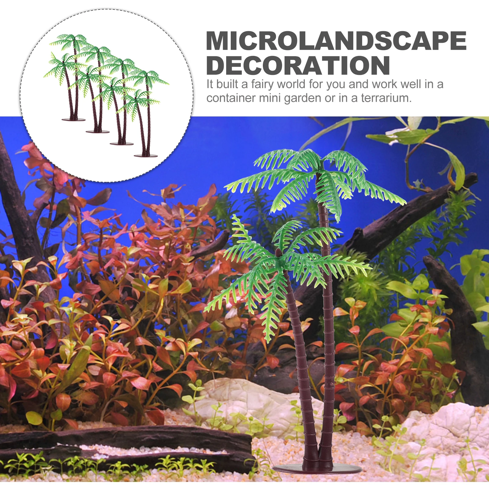 4 stks Gesimuleerde Kokospalm Decoratie Accessoires Mini Beeldje Boom Figuur Desktop Landschap Levert Plastic Groot Formaat