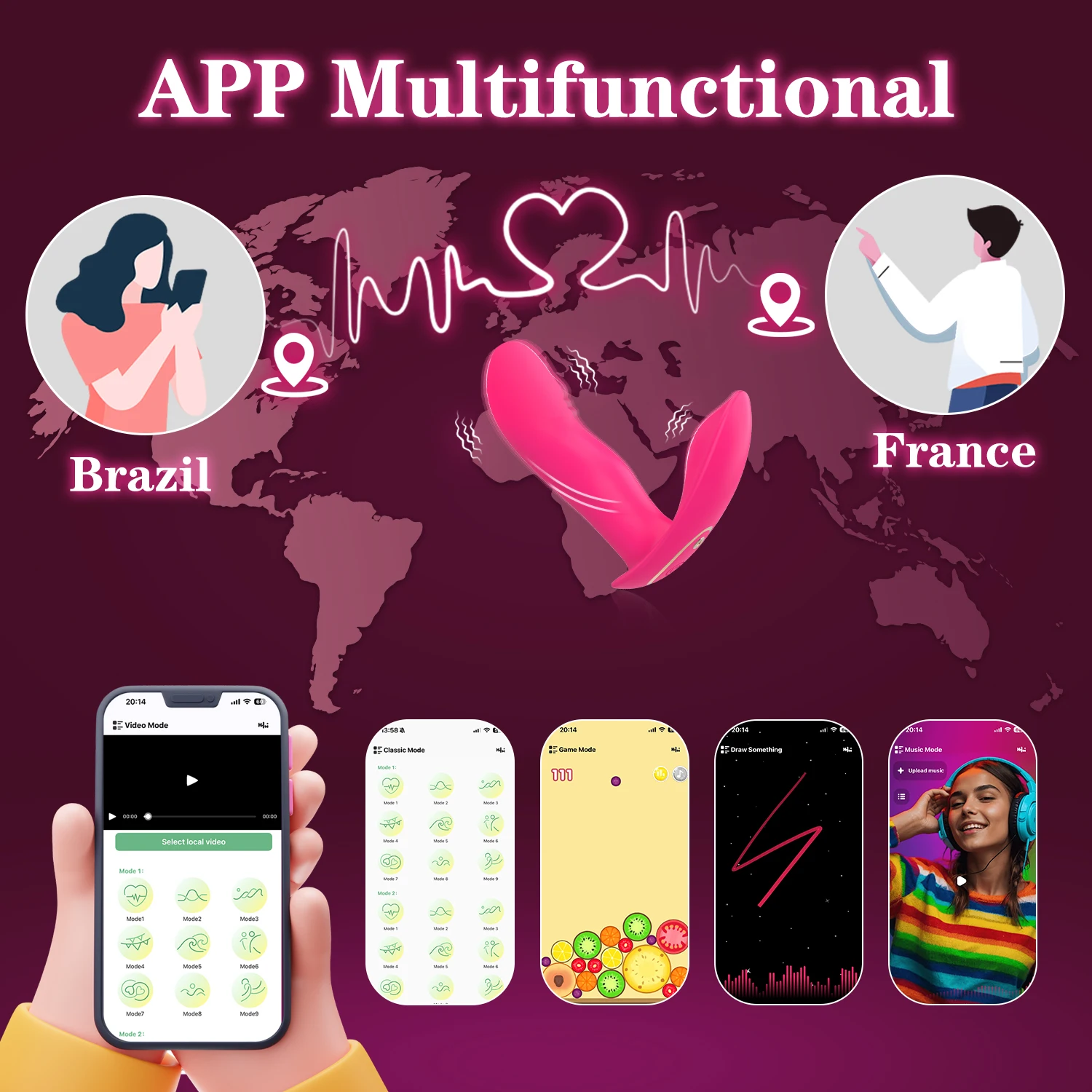 여성용 APP 제어 진동기, 클리토리스 자극기, G-스팟 딜도, 질 마사지기, 웨어러블 진동기, 성인용 섹스 토이