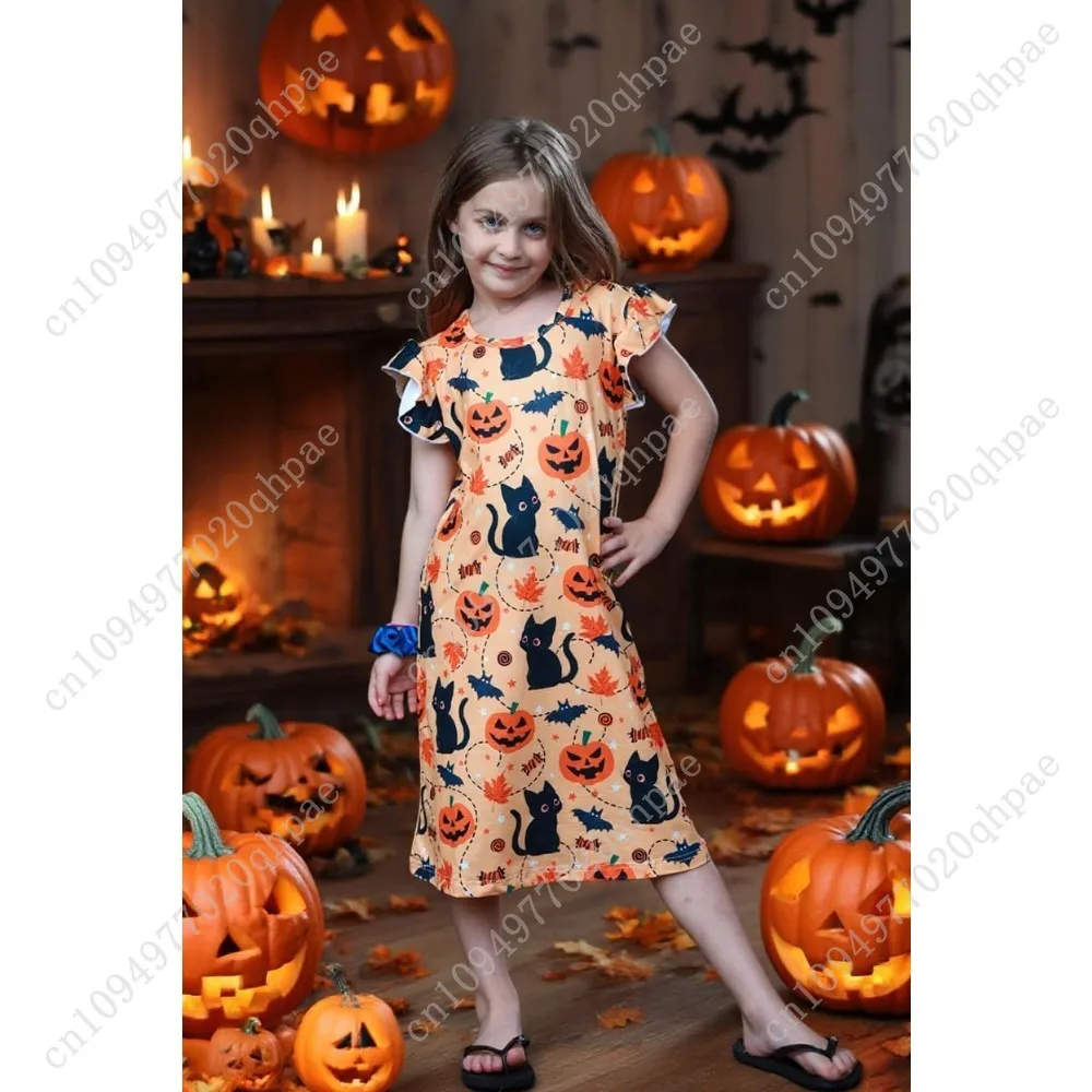 Funnycokid الفتيات قمصان النوم منامة فستان ثلاثية الأبعاد مطبوعة رفرفة كم ملابس خاصة فستان النوم قميص النوم لمدة 5-12 سنة