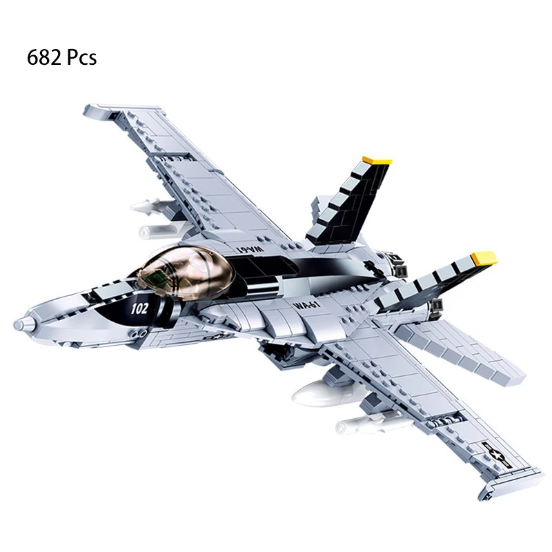 

Американские военные основные F/A-18 Strike Fighter, строительные блоки, оружие, новый тип, бронированные кирпичи, модель игрушки
