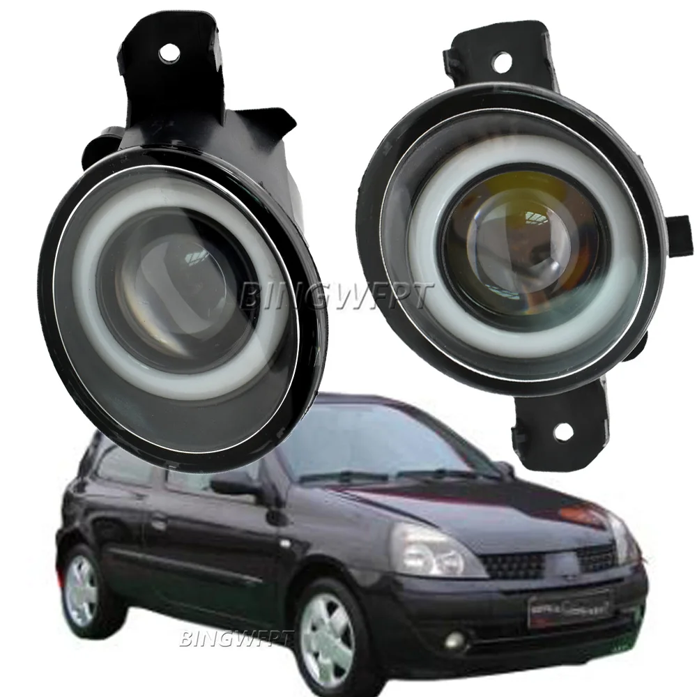 

For Renault Clio 2 II Hatchback Van 1998-2004 Angel Eye Fog Light Assembly Car H11 LED Lens DRL Fog Daytime Running Lamp 12V