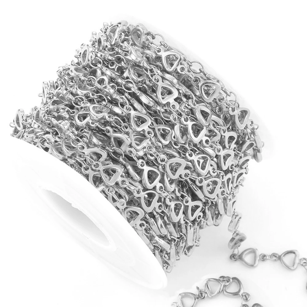 Großhandel 1 Meter Edelstahl Herz-Kleeblatt Handgefertigte Gliederkette für DIY Halsketten, Armbänder und Schmuckherstellung – Detail 6