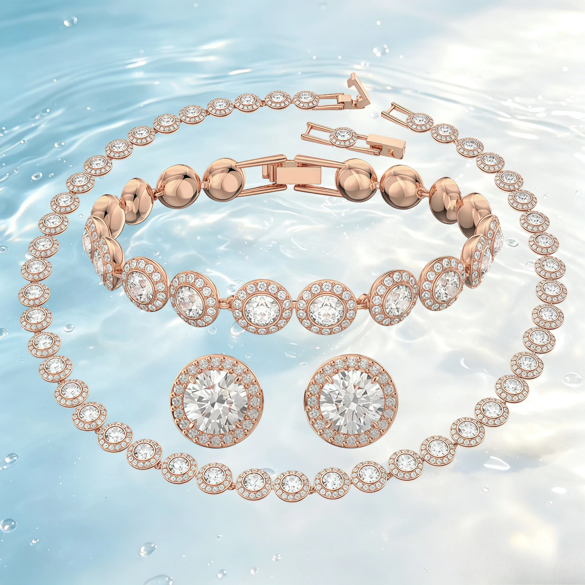 Hot Selling 2026 NEW Luxury Charms Round Earrings Necklace Fine Jewelry Set for Women Arrow Necklace Bracelet Romantic Gift