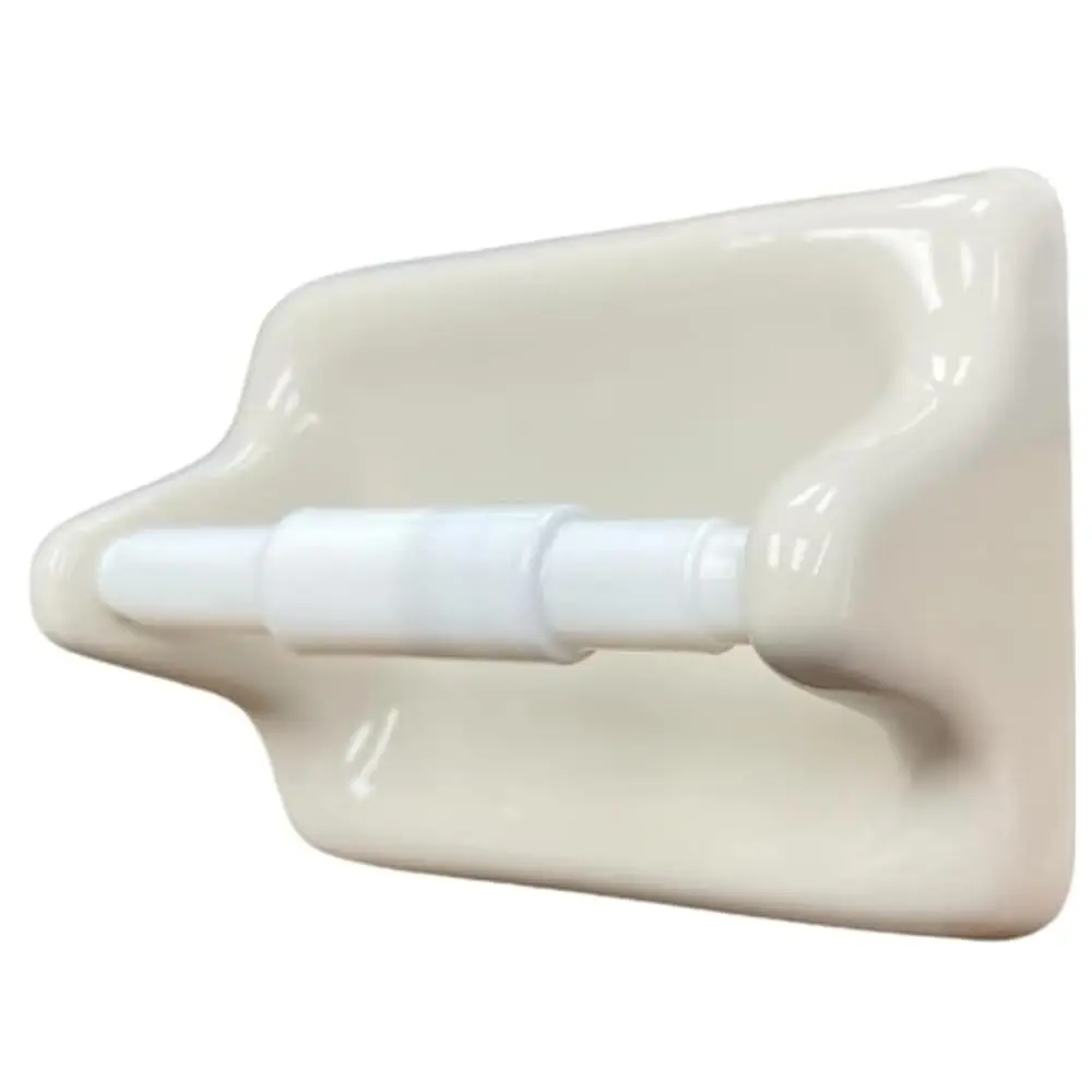 

Free Shipping-Glazed Ceramic Bathroom Toilet Paper Holder Accessory Bone Almond Wall Mount Recessed Design Durable Not for Flat