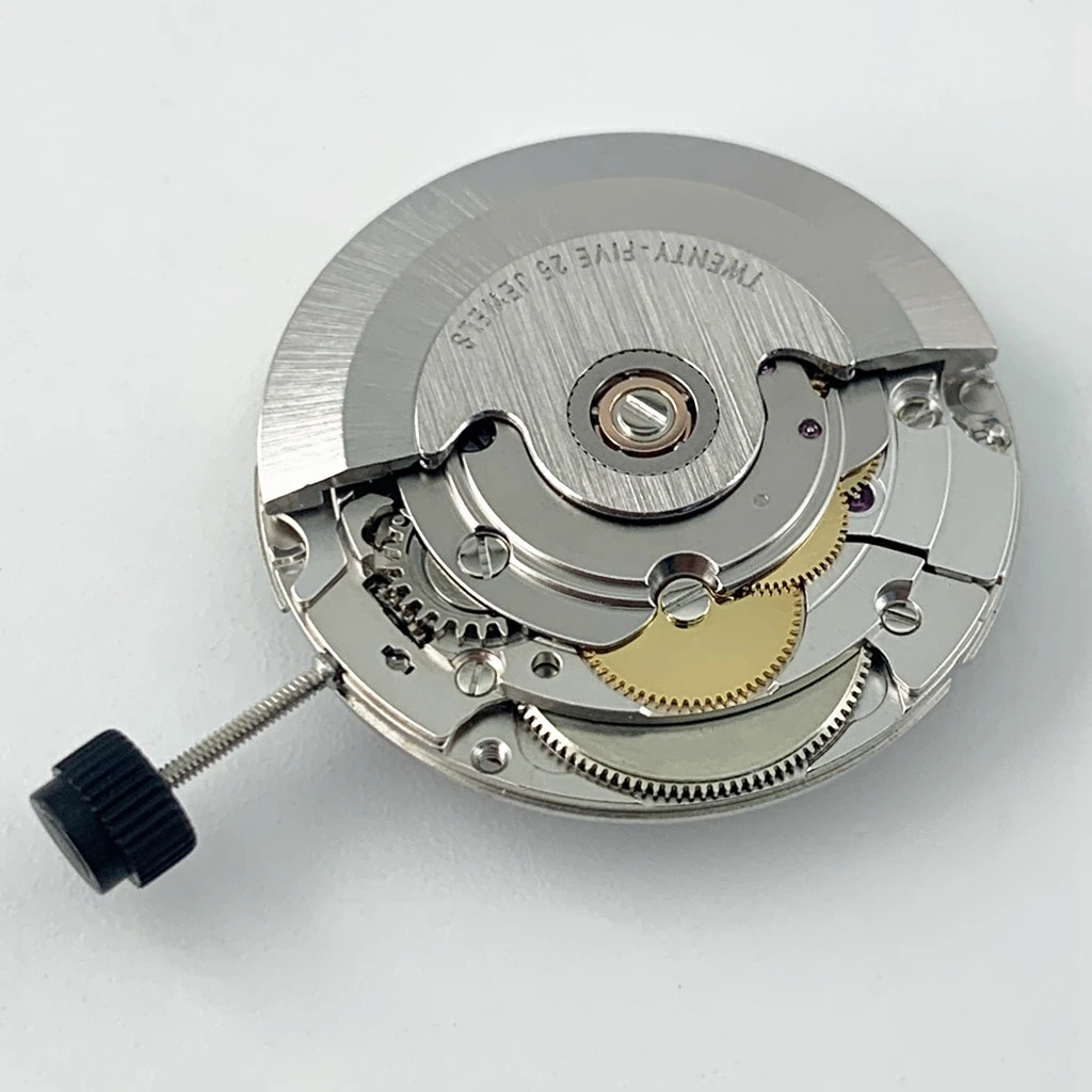 Goutent 25 Jewels PT5000 Automatic Movement Self-winding Mechanism Silver Watch Movement 28800bhp Clone 2824 Date Display