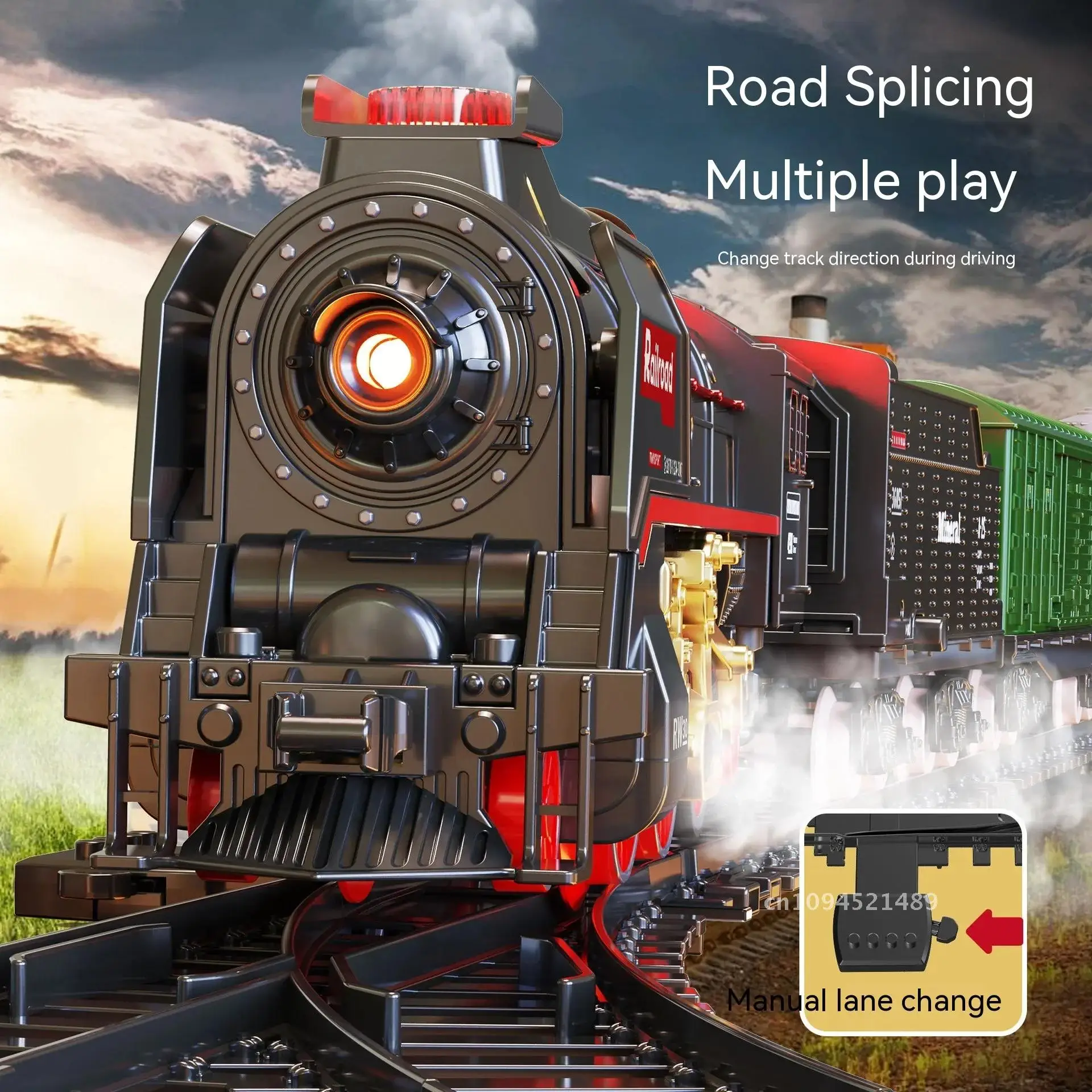 Retro Steam Train Track Set Simulation Electric Small Train Model Boy Gift Train Toy Holiday Gift