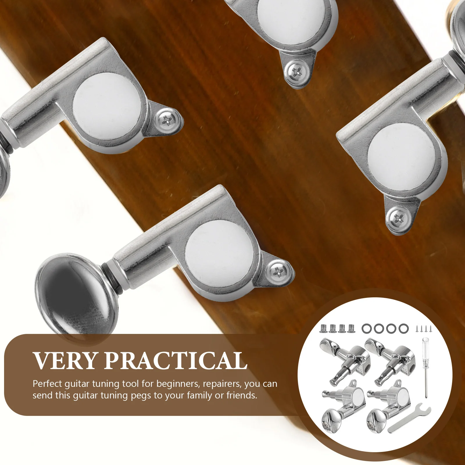 

1Set Full Enclosed Tuning Pegs Metal Acoustic Guitar Tuner for Ukulele Beginners Repair Stable Long-Lasting Smooth Surface