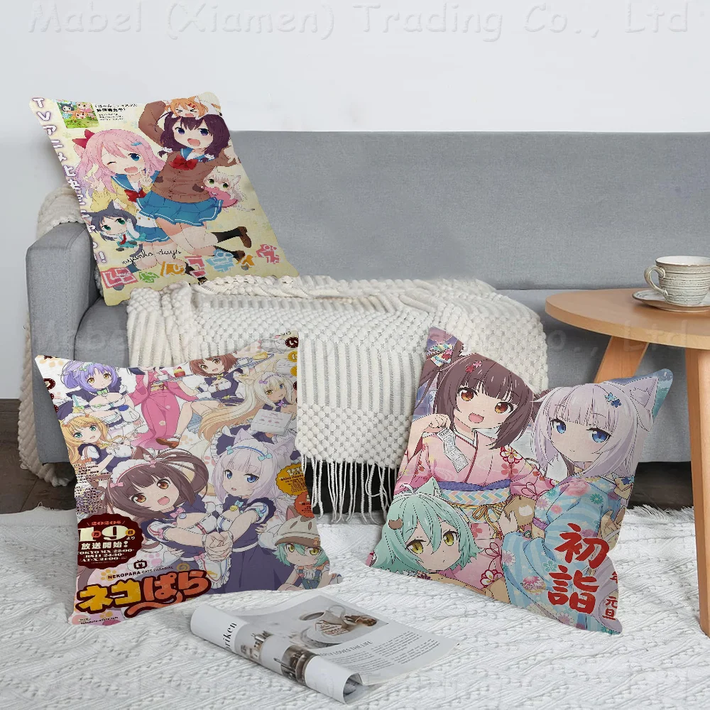 Nekopara Neko Para Chocola Vanilla Anime Classic Anime Office Cushion Pillowcase Car Cushion Cover45X45CM Lumbar Pillowcase